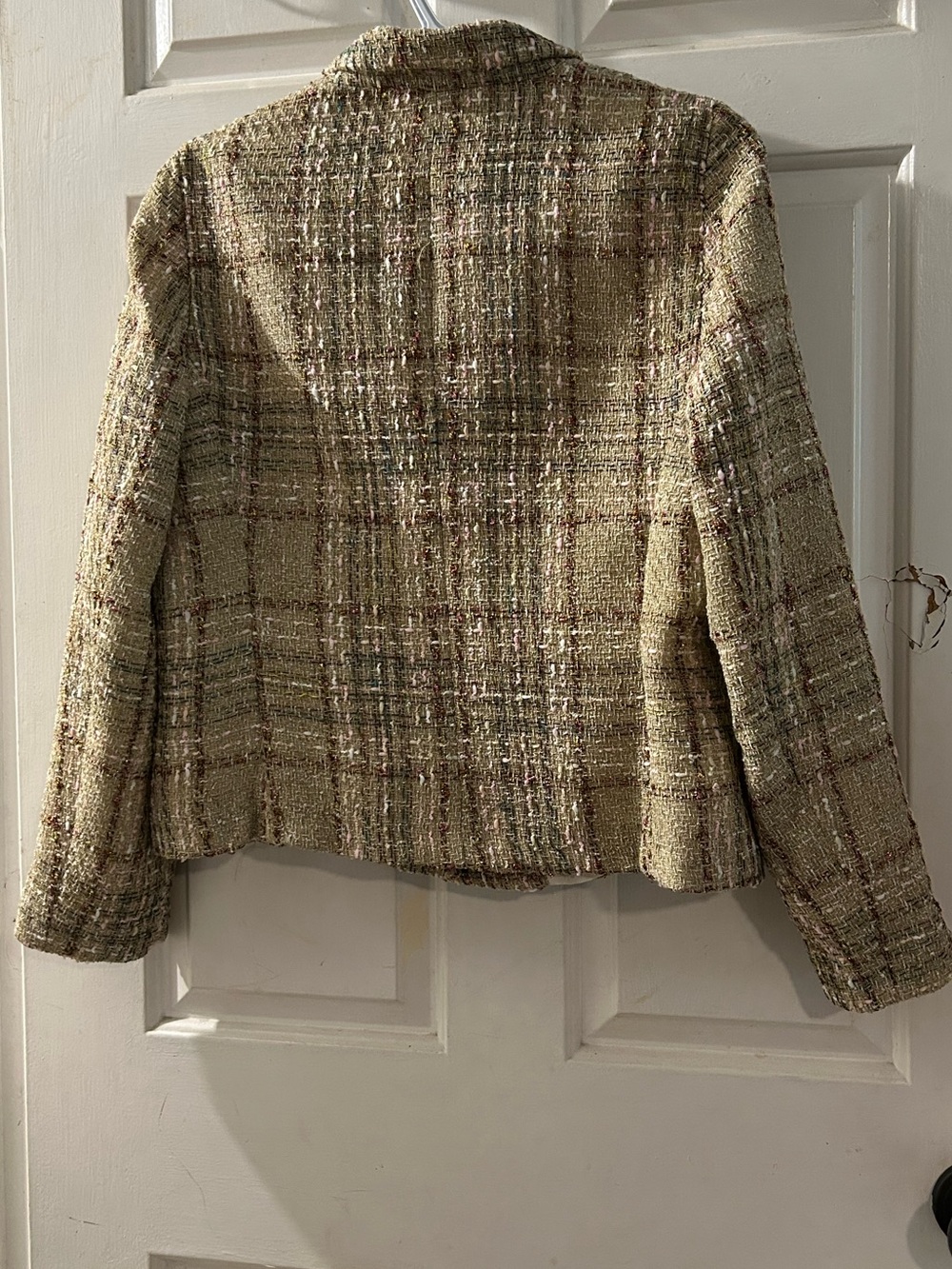 Zara Beige Plaid Tweed Blazer Jacket - Picture 2 of 2